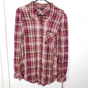 Torrid Shirt Womens 2X Button Down Plaid Western Rancher Country Split Cuff